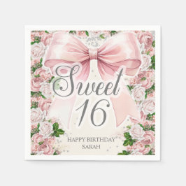 Coquette Pink Bow Vintag Sweet 16 Serviette