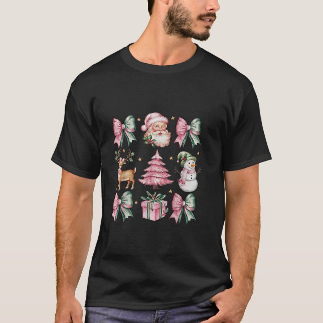 Coquette Pink Bow Weihnachtsbaum R T-Shirt (Vorderseite)