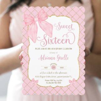 Coquette Pink Bows 16 . Geburtstag 16 16. Geburtst Einladung