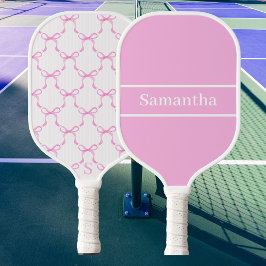 Coquette Pink Bows Custom Monogram Name Preppy Pickleball Schläger