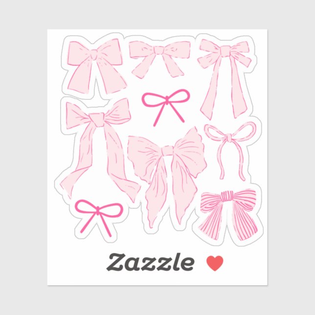 Coquette Pink Bows Romantisch Aufkleber (Blatt)