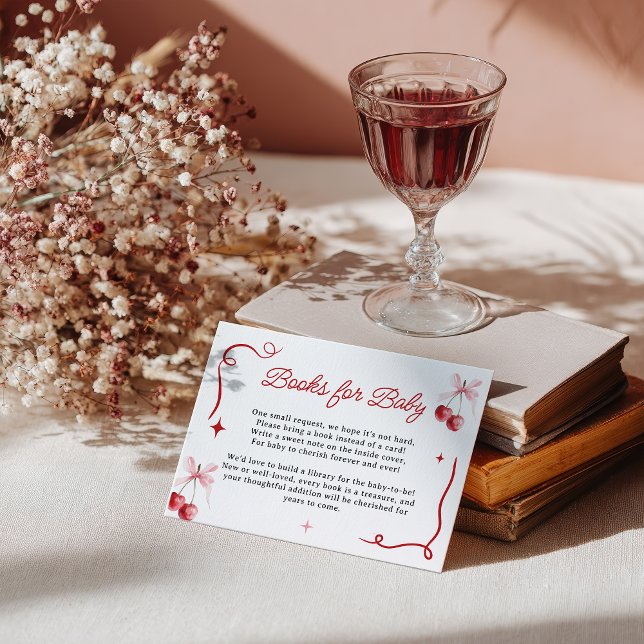 Coquette Pink Cherry Babydusche Bücher für Baby Begleitkarte (Coquette Pink Cherry Baby Shower Books for Baby Enclosure Card)