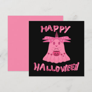 Coquette Pink Ghost Frohes Halloween Digitale Kuns Karte