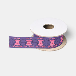Coquette Pink Ghost Frohes Halloween Digitale Kuns Satinband