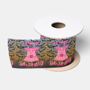Coquette Pink Ghost Frohes Halloween Digitale Kuns Satinband