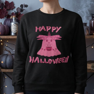 Coquette Pink Ghost Frohes Halloween Digitale Kuns Sweatshirt
