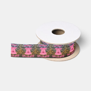 Coquette Pink Ghost Frohes Halloween Digitalkunst Satinband