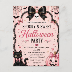 Coquette Pink Halloween-Party Postkarte