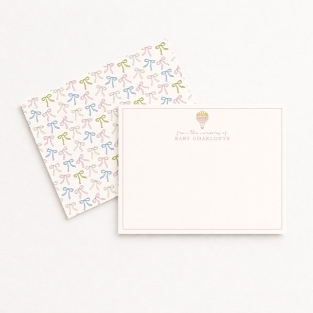 Coquette Pink Hot Air Balloon Nursery Note Card Einladung (Von Creator hochgeladen)