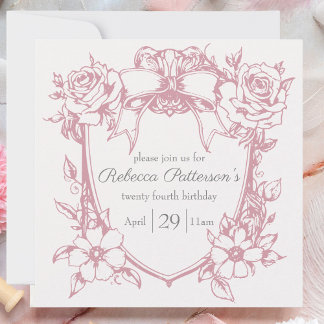 Coquette Pink Niedliche weibliche Rahmen Party Einladung