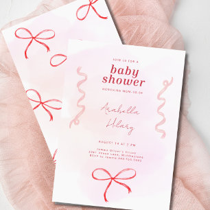 Coquette Pink Ribbon Baby Dusche Einladung