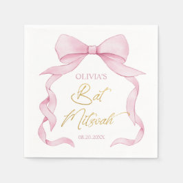 Coquette Pink Ribbon Bows Bat Mitzvah Serviette