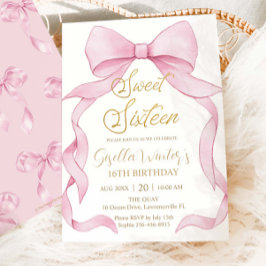 Coquette Pink Ribbon Bows Sweet 16 Birthday Einladung