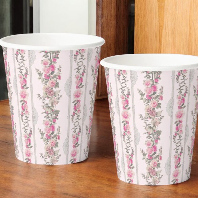 Coquette Pink ?Shabby Chick Liebe Shack Girl Toile Pappbecher (Von Creator hochgeladen)
