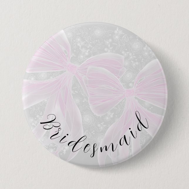 Coquette pink sheer bows- Bridesmaid Button (Vorderseite)