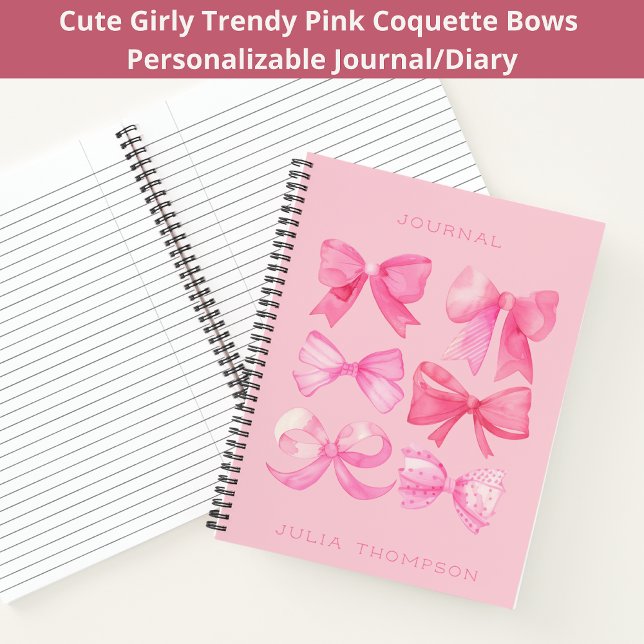 Coquette Pink Watercolor Trendy Bow Giro Journal Notizbuch (Von Creator hochgeladen)