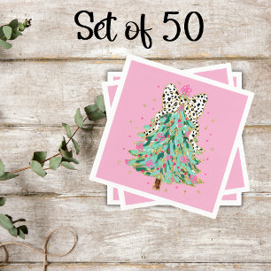 Coquette Pink Weihnachtsbaum Cocktail Napkins Serviette