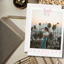 Coquette Pink White Bow Abschluss Ankündigung