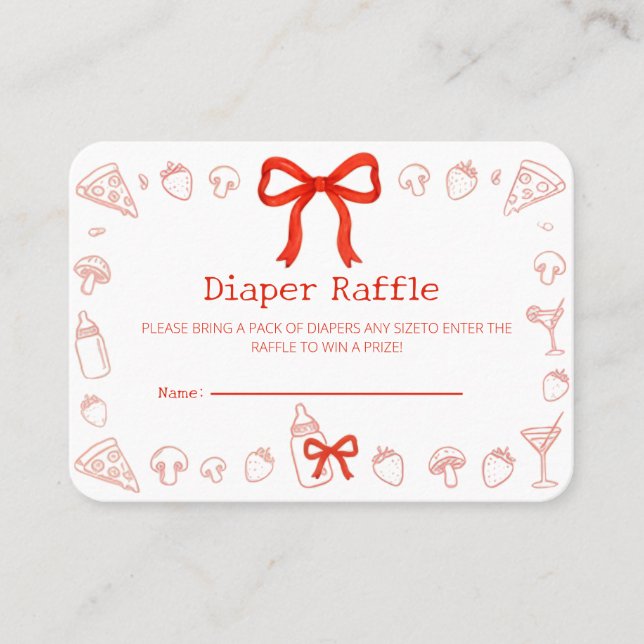 Coquette Pizza Windel-Raffle-Ticket Visitenkarte (Vorderseite)