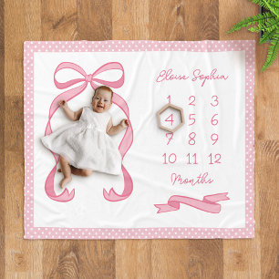Coquette Polka Dot Rosa Schleife Baby Mädchen Meil Fleecedecke
