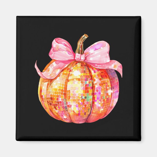 Coquette Pumpkin Bow Disco Ball Cute Girly Hallowe Magnet (Vorne)