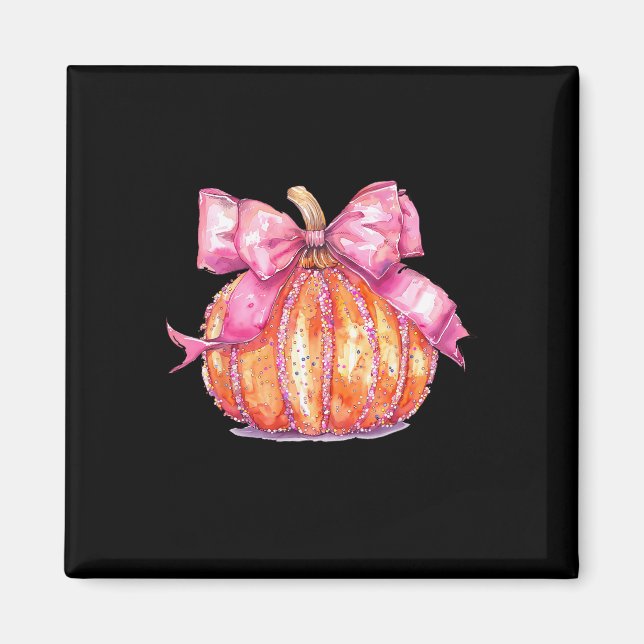 Coquette Pumpkin Bow Disco Ball Niedlich Girly Hal Magnet (Vorne)
