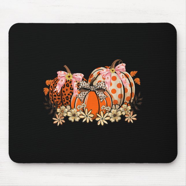 Coquette Pumpkin Fall Floral Autumn Leaves Thanksg Mousepad (Vorne)
