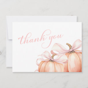 Coquette Pumpkin Pink Bow Baby Dusche Dankeskarte
