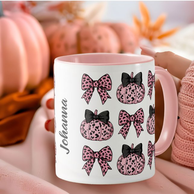 Coquette Pumpkins und Bogen rosa personalisiert Tasse (Coquette Pumpkins and bows pink personalized Mug)