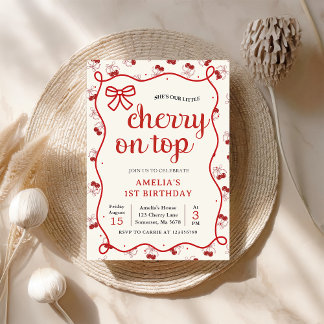 Coquette Red Cherry 1. Geburtstagsfeier Party Einl Einladung