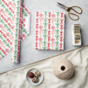 Coquette Red Green & Pink Bows Geschenkpapier