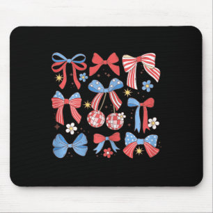 Coquette Red White & amp; Blue Patriotic Bows Retr Mousepad