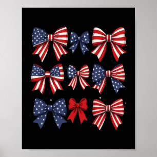 Coquette Red White and Blue Patriotic Bows Retro J Poster