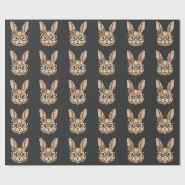 Coquette Retro Leopard Happy Easter Bunny Trendy Geschenkpapier (Flach)