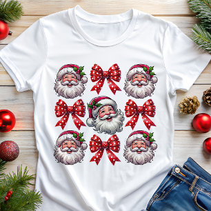 Coquette Retro Santa Faces und Red Bows Weihnachte Tri-Blend Shirt
