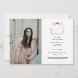 Coquette Ribbon Abschluss Monogram Wappen Einladung