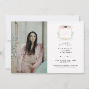 Coquette Ribbon Abschluss Monogram Wappen Einladung