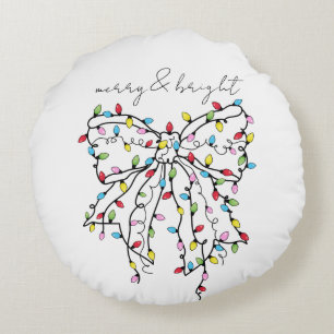 Coquette Ribbon Weihnachtslicht Merry & Bright Rundes Kissen