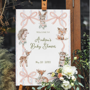 Coquette Ribbon Woodland Babydusche Willkommen Poster