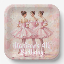 Coquette-Rosa-Ballerina-Geburtstag Pappteller