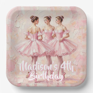 Coquette-Rosa-Ballerina-Geburtstag Pappteller