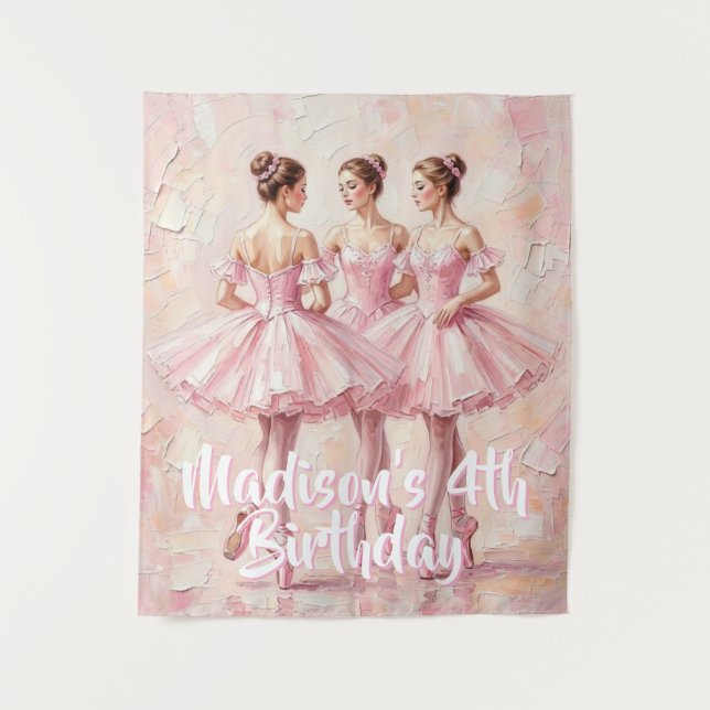 Coquette-Rosa-Ballerina-Geburtstag  Wandteppich (Vorderseite)