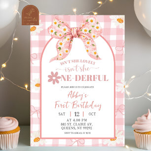 Coquette Rosa Daisy-Schleifen-Geburtstags-Einladun Einladung