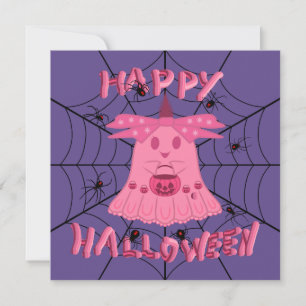 Coquette Rosa Geist Frohes Halloween Digitale Kuns Karte