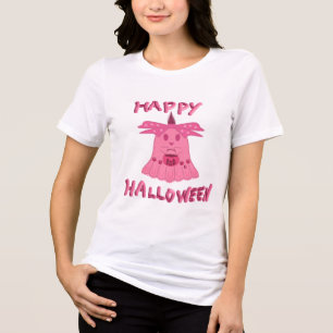 Coquette Rosa Geist Frohes Halloween Digitale Kuns Tri-Blend Shirt