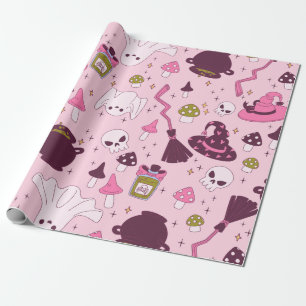 Coquette rosa halloween Hexenkessel Besen Geschenkpapier