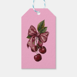 Coquette-Rosa-Kirschband-Kissen Geschenkanhänger