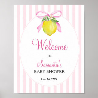 Coquette Rosa Limone Baby Shower Willkommen Poster