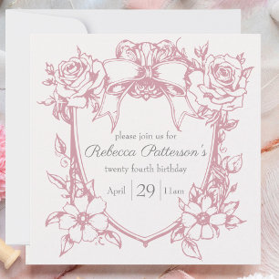 Coquette Rosa Niedliches Weibliches Bogen Rahmen P Einladung