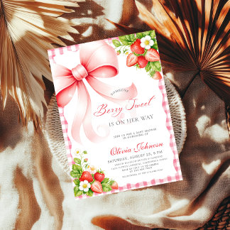 Coquette Rosa Schleife Berry Sweet Baby Shower-Ein Einladung